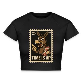 Donkey with hourglass on postcard - Cropped T-Shirt - black - Front - Marisol (170cm)