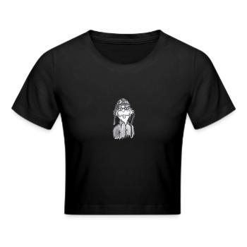 BikerBiber # North German art - Cropped T-Shirt - black - Front - Marisol (170cm)