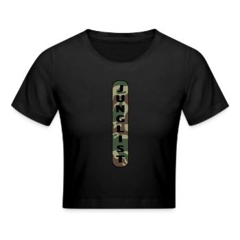 Junglist Drum and Bass DNB Vert Camo Remix - Frauen Cropped T-Shirt - Schwarz - Vorne - Marisol (170cm)