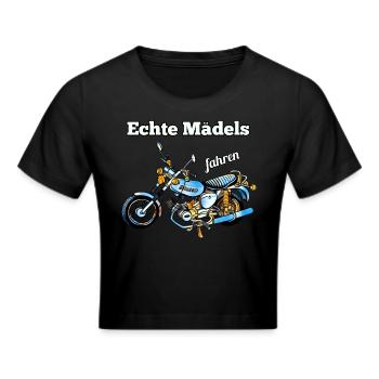 Echte Mädels fahren Simson Moped Nostalgie - Frauen Cropped T-Shirt - Schwarz - Vorne - Marisol (170cm)
