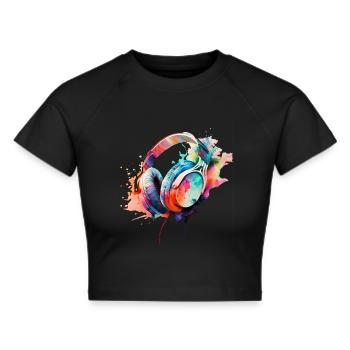 Quad dynamique d’écouteurs colorés - Crop top - noir - Devant - Marisol (170cm)