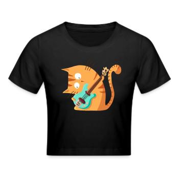 CatGuitar - Cropped T-Shirt - black - Front - Marisol (170cm)