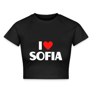 I love Sofia Rotes Herz Liebe Fan Geschenk - Frauen Cropped T-Shirt - Schwarz - Vorne - Marisol (170cm)