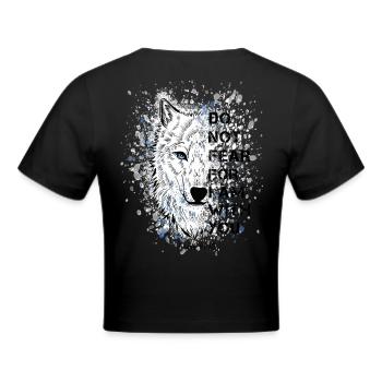 Religiöses Zitat Bibelvers - Frauen Cropped T-Shirt - Schwarz - Hinten - Marisol (170cm)
