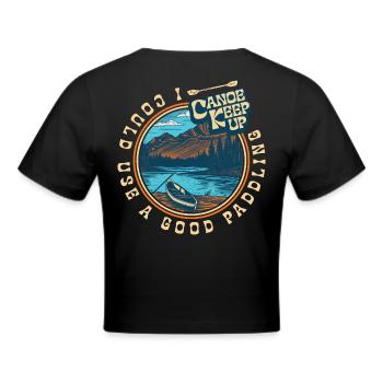 I could use a good paddling - Frauen Cropped T-Shirt - Schwarz - Hinten - Marisol (170cm)