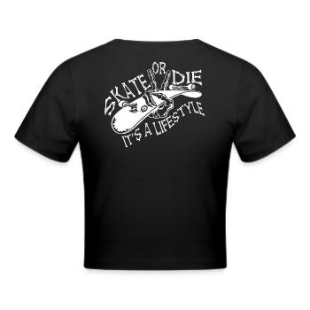 skate or die skateboard fans - Cropped T-Shirt - black - Back - Marisol (170cm)