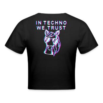 IN TECHNO WE TRUST HORSE - Cropped T-Shirt - black - Back - Marisol (170cm)