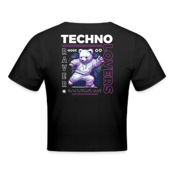 TECHNO LOVERS BEAR - Cropped T-Shirt - black - Back - Marisol (170cm)