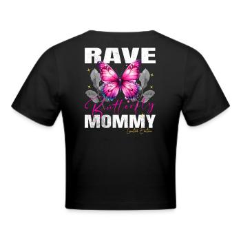 RAVE BUTTERFLY MOMMY - Frauen Cropped T-Shirt - Schwarz - Hinten - Marisol (170cm)