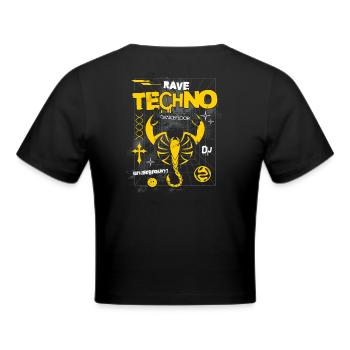 DJ RAVE TECHNO DANCEFLOOR UNDERGROUND - Cropped T-Shirt - black - Back - Marisol (170cm)