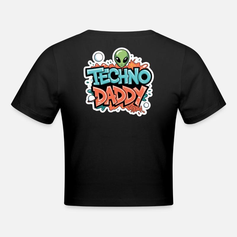 TECHNO DADDY AVEC ALIEN - Crop top - noir