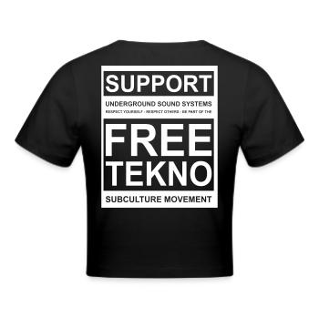 014 support free tekno - Frauen Cropped T-Shirt - Schwarz - Hinten - Marisol (170cm)
