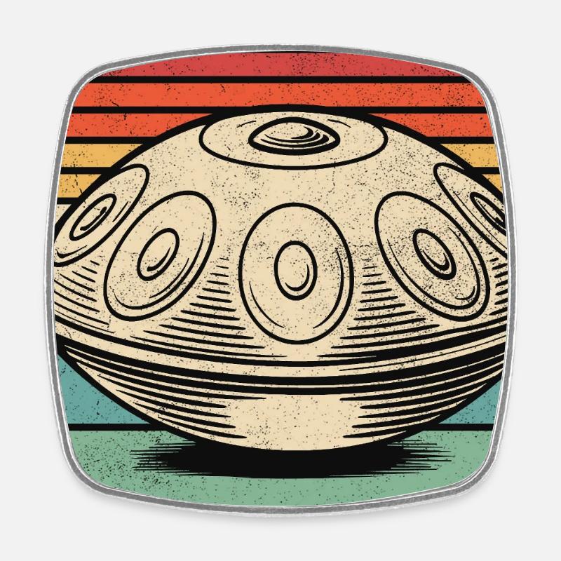 Handpan Hang Drum Retro - Viereckiger Kühlschrankmagnet - Weiß