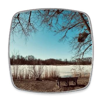 Winter landscape by the lake - Square fridge magnet - white - Front
