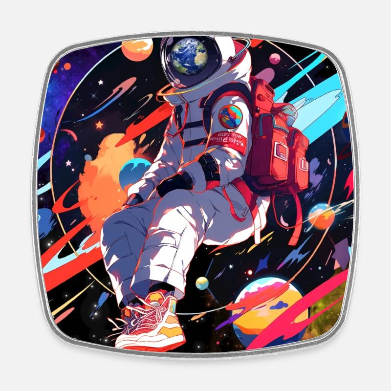 L’astronaute et l’espace - Magnet carré - blanc