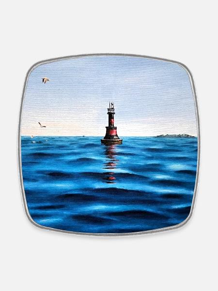 Leuchtturm über der ruhigen blauen Adria Kroatien - Viereckiger Kühlschrankmagnet - Weiß