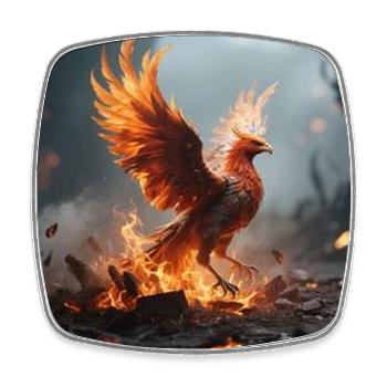 Fire Phoenix Rise - Square fridge magnet - white - Front
