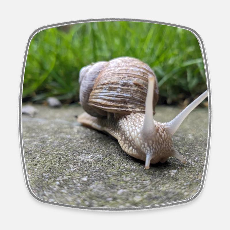 Escargots Macro Natural Design - Magnet carré - blanc