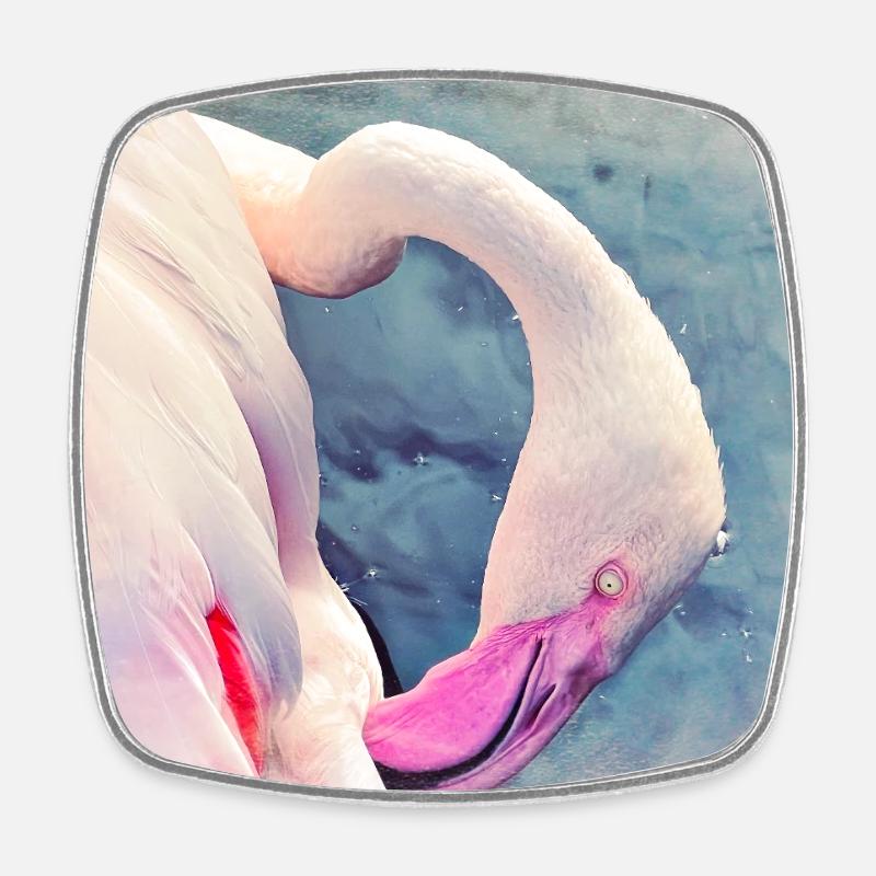 Flamingo - Square fridge magnet - white