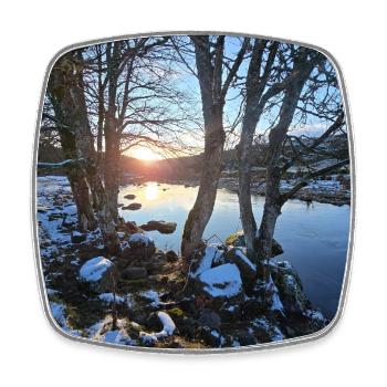 Winter River at Sunset - Square fridge magnet - white - Front