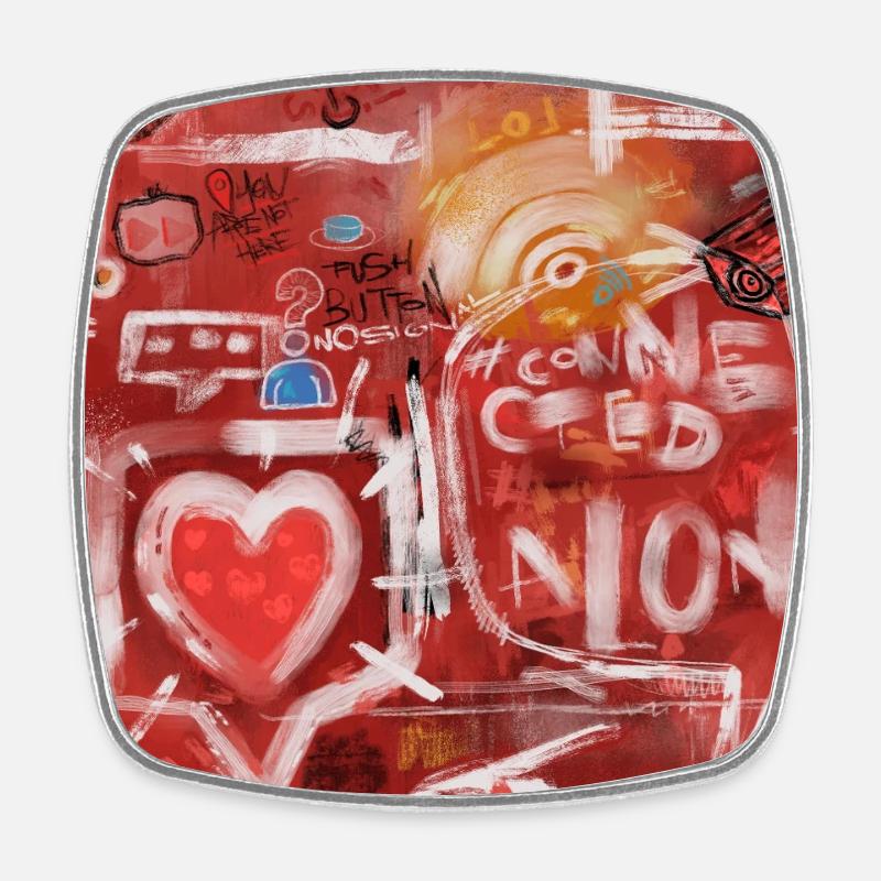 Connected-Alone-Severino-Canepa - Viereckiger Kühlschrankmagnet - Weiß