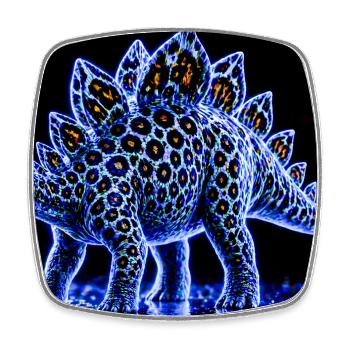 Neon Stegosaurus-Lichtshow - Viereckiger Kühlschrankmagnet - Weiß - Vorne