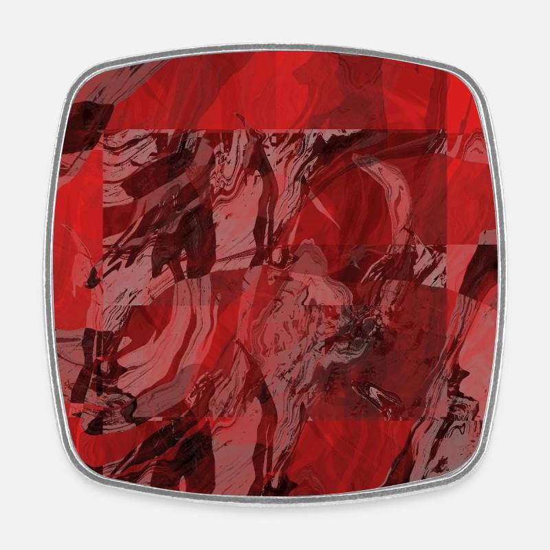 Red Marble Square Overlay - Square fridge magnet - white