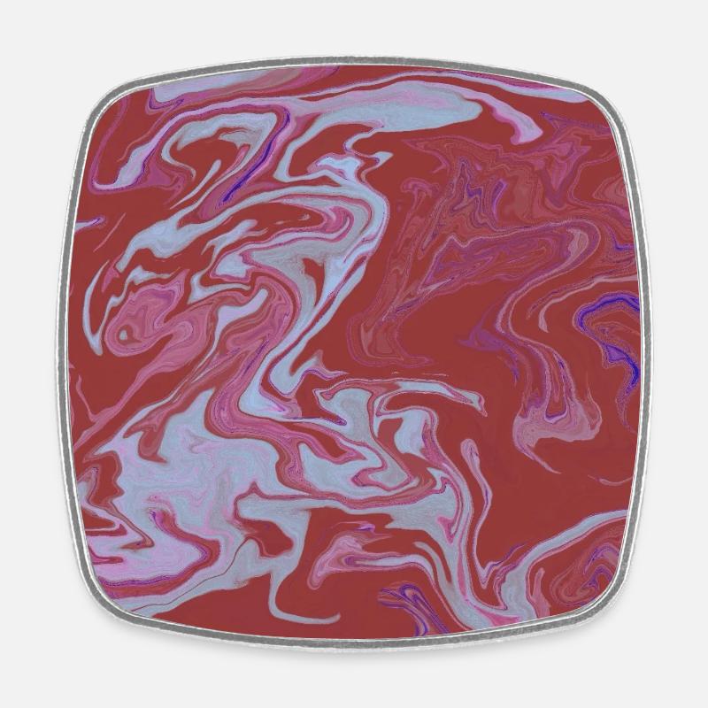 Marble Flux Red-Pink Pattern - Square fridge magnet - white