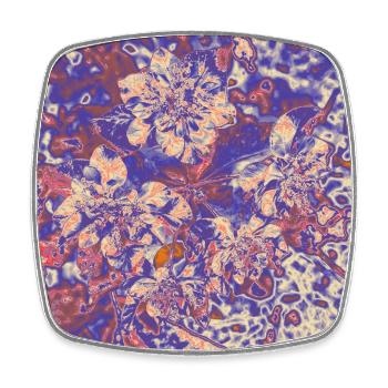 Fleurs psychédéliques imprimées néon - Magnet carré - blanc - Devant