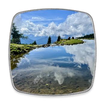 Panorama miroir du lac alpin - Magnet carré - blanc - Devant
