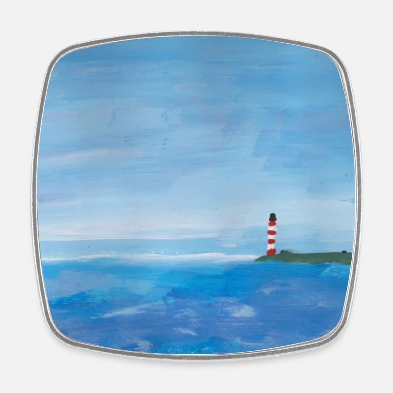 Meer Küste Leuchtturm Malerei - Viereckiger Kühlschrankmagnet - Weiß