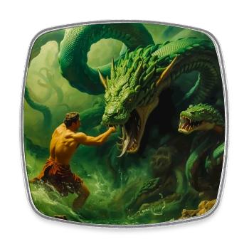 Heracles Battles the Hydra of Lerna - Square fridge magnet - white - Front