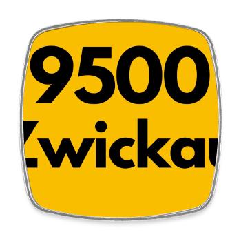 PLZ 9500 ZWICKAU, OSTALGIE ALTE POSTLEITZAHL KULT - Viereckiger Kühlschrankmagnet - Weiß - Vorne