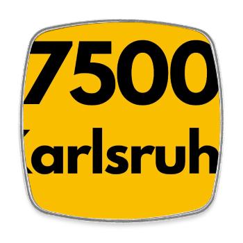 OLD POSTCODE ZIP CODE 7500 KARLSRUHE FÄCHERSTADT - Square fridge magnet - white - Front