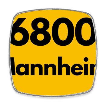 ALTE POSTLEITZAHL PLZ RETRO 6800 MANNHEIM Quadrate - Viereckiger Kühlschrankmagnet - Weiß - Vorne