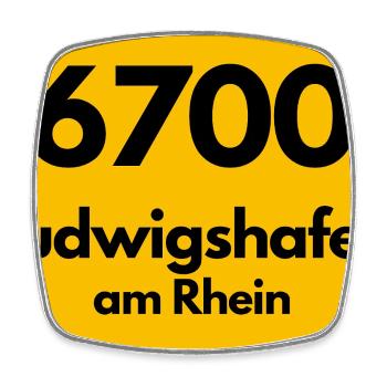 ALTE POSTLEITZAHL PLZ RETRO 6700 LUDWIGSHAFEN  - Viereckiger Kühlschrankmagnet - Weiß - Vorne