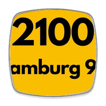 ALTE POSTLEITZAHL PLZ RETRO 2100 HAMBURG 90 ALSTER - Viereckiger Kühlschrankmagnet - Weiß - Vorne