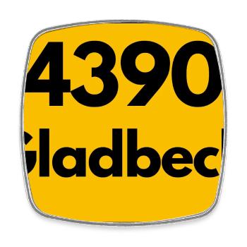 ALTE POSTLEITZAHL PLZ RETRO  4390 GLADBECK – NRW - Viereckiger Kühlschrankmagnet - Weiß - Vorne