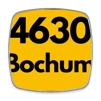 ALTE POSTLEITZAHL PLZ RETRO 4630 BOCHUM - Viereckiger Kühlschrankmagnet - Weiß - Vorne