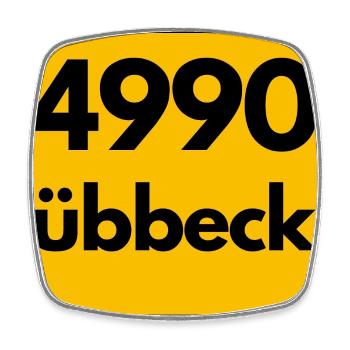 ALTE POSTLEITZAHL PLZ RETRO 4990 Lübbecke - Viereckiger Kühlschrankmagnet - Weiß - Vorne