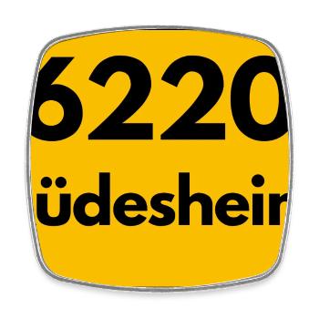 ALTE POSTLEITZAHL PLZ RETRO 6220 RÜDESHEIM HEIMAT - Viereckiger Kühlschrankmagnet - Weiß - Vorne