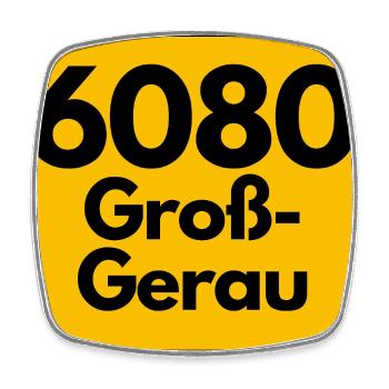 ALTE POSTLEITZAHL PLZ RETRO 6080 GROSS GERAU  - Viereckiger Kühlschrankmagnet - Weiß - Vorne