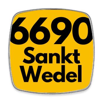 ALTE POSTLEITZAHL PLZ RETRO 6690 SANKT WENDEL HEIM - Viereckiger Kühlschrankmagnet - Weiß - Vorne