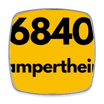 ANCIEN CODE POSTAL RETRO 6840 LAMPERTHEIM - Magnet carré - blanc - Devant