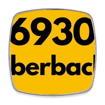 ALTE POSTLEITZAHL PLZ RETRO 6930 EBERBACH HEIMAT - Viereckiger Kühlschrankmagnet - Weiß - Vorne