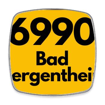ANCIEN CODE POSTAL RETRO 6990 BAD MERGENTHEIM - Magnet carré - blanc - Devant
