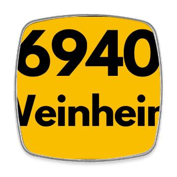 ALTE POSTLEITZAHL PLZ RETRO 6940 WEINHEIM HEIMAT - Viereckiger Kühlschrankmagnet - Weiß - Vorne