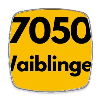 ALTE POSTLEITZAHL PLZ RETRO 7050 WAIBLINGEN HEIMAT - Viereckiger Kühlschrankmagnet - Weiß - Vorne