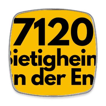 ALTE POSTLEITZAHL PLZ 7120 BIETIGHEIM AN DER ENZ - Viereckiger Kühlschrankmagnet - Weiß - Vorne