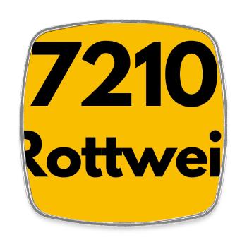 ALTE POSTLEITZAHL PLZ RETRO 7210 ROTTWEIL HEIMAT - Viereckiger Kühlschrankmagnet - Weiß - Vorne